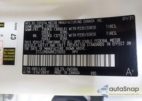 2021 Lexus Rx 350 из США, поврежденный, VIN 2T2JZMDA6MC276050